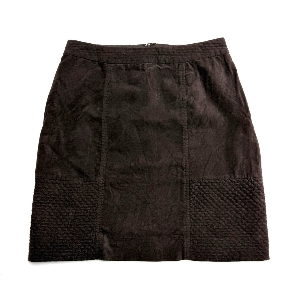 Anthropologie ETT Taia Back Zip Pencil Skirt, Women's Size 4 Brown Cotton Blend